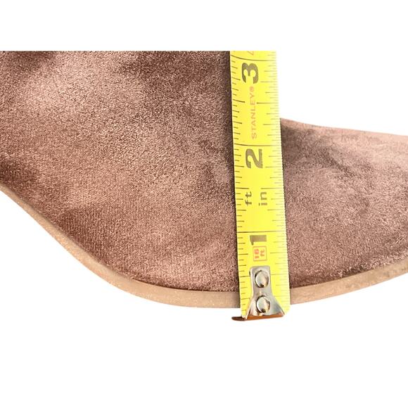 Merona Ankle Boots Women 9 Faux Suede Shoes Taupe Tan Heel Side Zip Neutral Chic - Picture 12 of 15